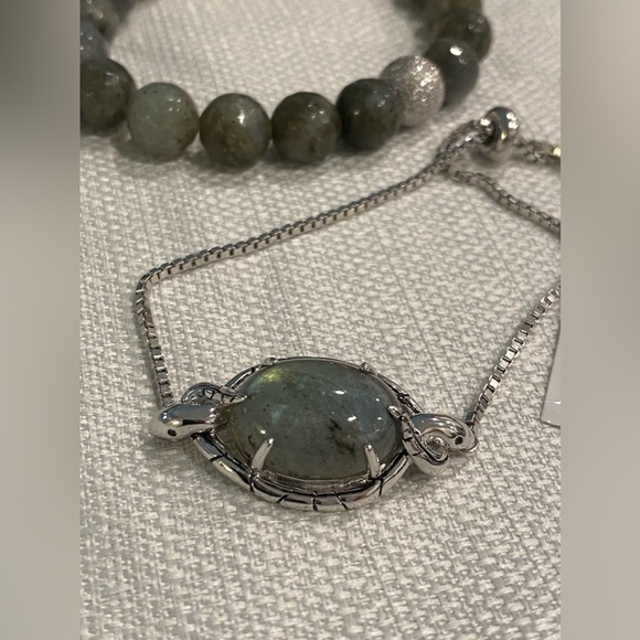 New Victoria Wieck Sterling Silver Labrodorite Stone Set Adjustable Stretch - Picture 8 of 8